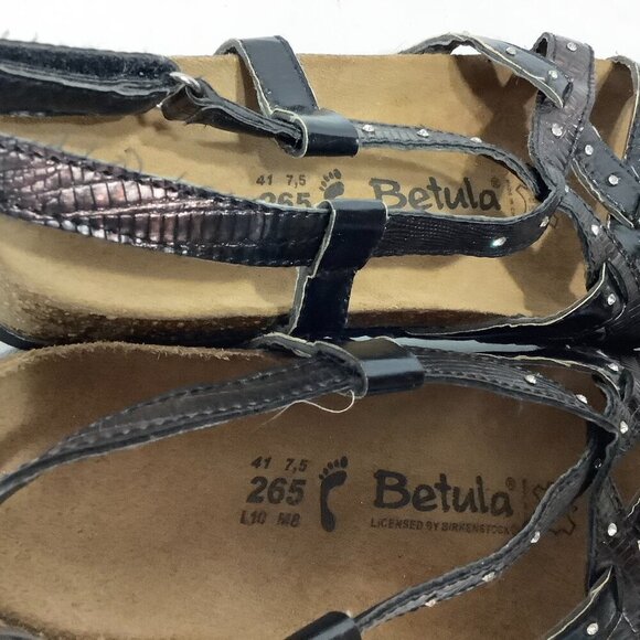 Birkenstock Betula Rhinestone Strappy Studded Sandals EU Size 41 Narrow Black - Picture 12 of 12